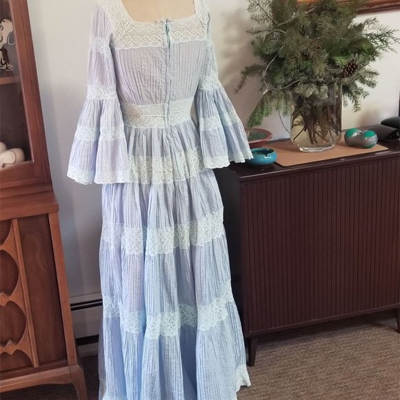 Drop-Dead-Gorgeous!! VTG Prairie Boho Peasant Dress 1970's - Picture 12 of 13